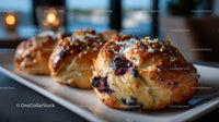 Fresh Berry Filled Pastry with Blueberries and Raspberries for Breakfast