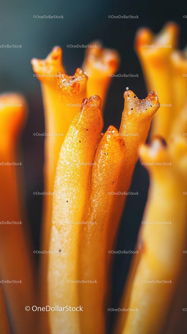 Orange Coral Close-Up with Textured Surface in Underwater Scene