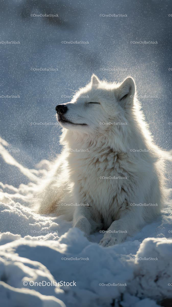 Majestic Arctic Wolf Enjoying the Serene Winter Landscape