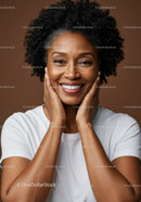 Smiling African American Woman with Natural Curly Hair