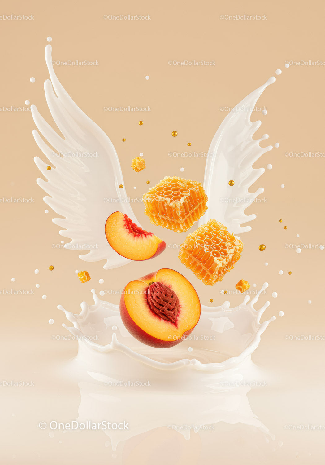Peach and Honeycomb Splash with Milk Wings