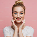 Beautiful Woman Smiling with Flawless Skin and Bright Eyes