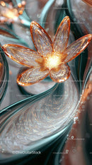 Elegant Glass Flower with Gold Accents and Luminescent Effect