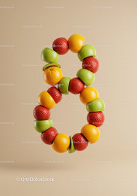 Number Eight Constructed from Fresh Mixed Fruits