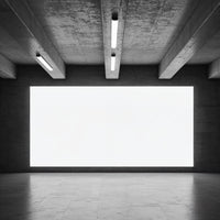 Empty modern concrete room with bright wall panel