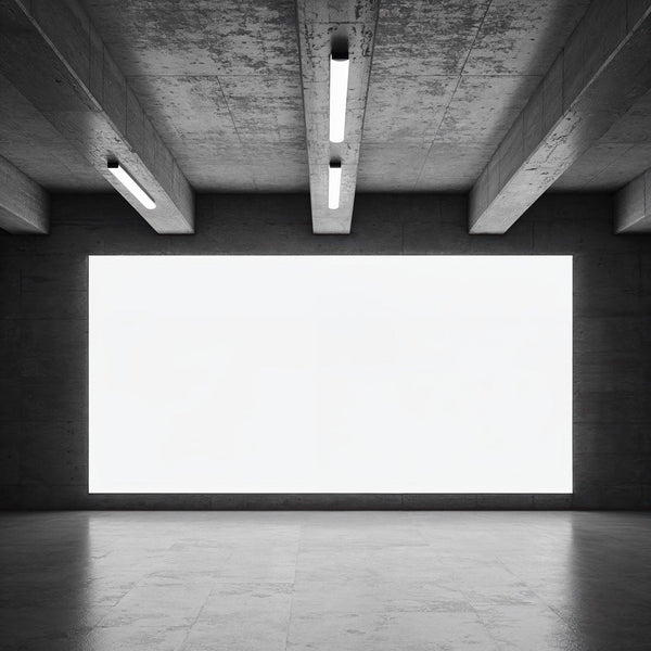 Empty modern concrete room with bright wall panel JPG Mockup Image
