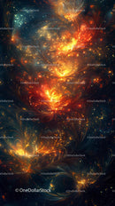 Vibrant Cosmic Explosion with Fiery Color Palette