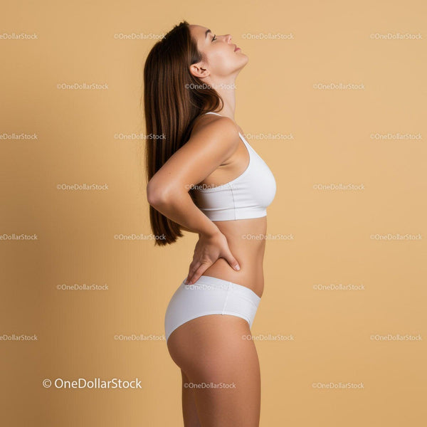 Elegant Woman in White Sportswear Relaxing in Neutral Studio Background