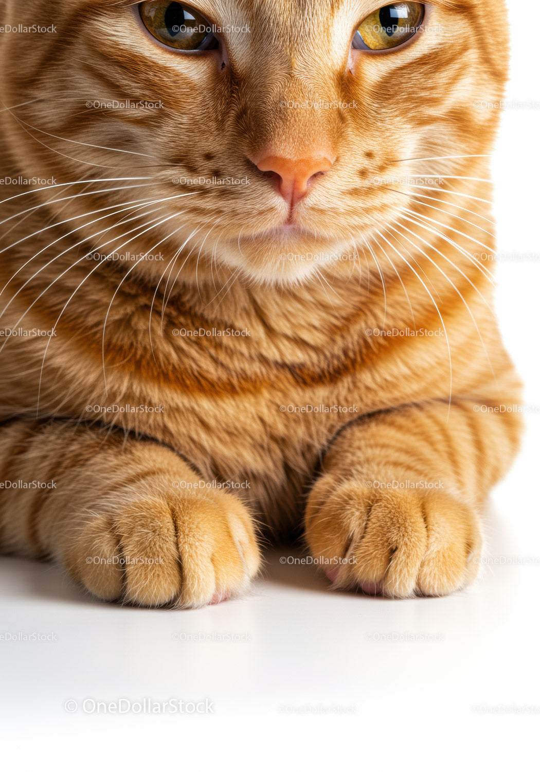 Close-up of Relaxed Ginger Cat's Face and Paws