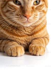 Close-up of Relaxed Ginger Cat's Face and Paws