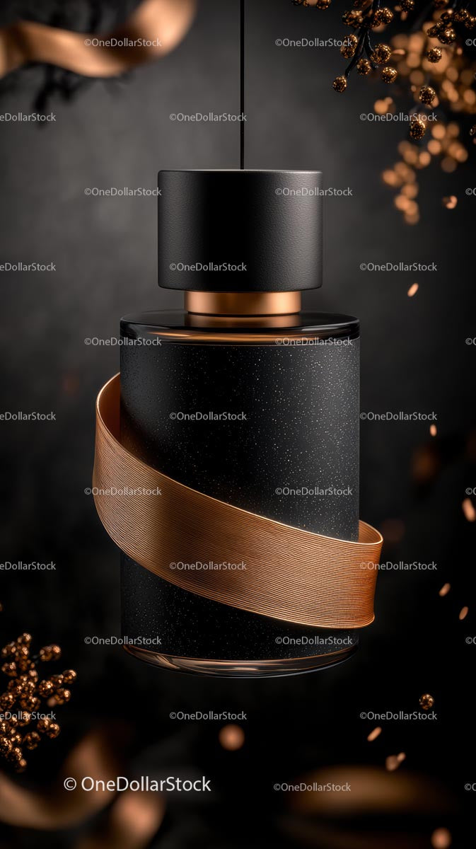 Elegant Black and Rose Gold Perfume Bottle for Luxury Fragrance Display