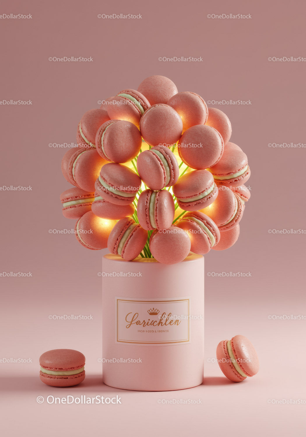 Pink Macaron Bouquet in Elegant Gift Box