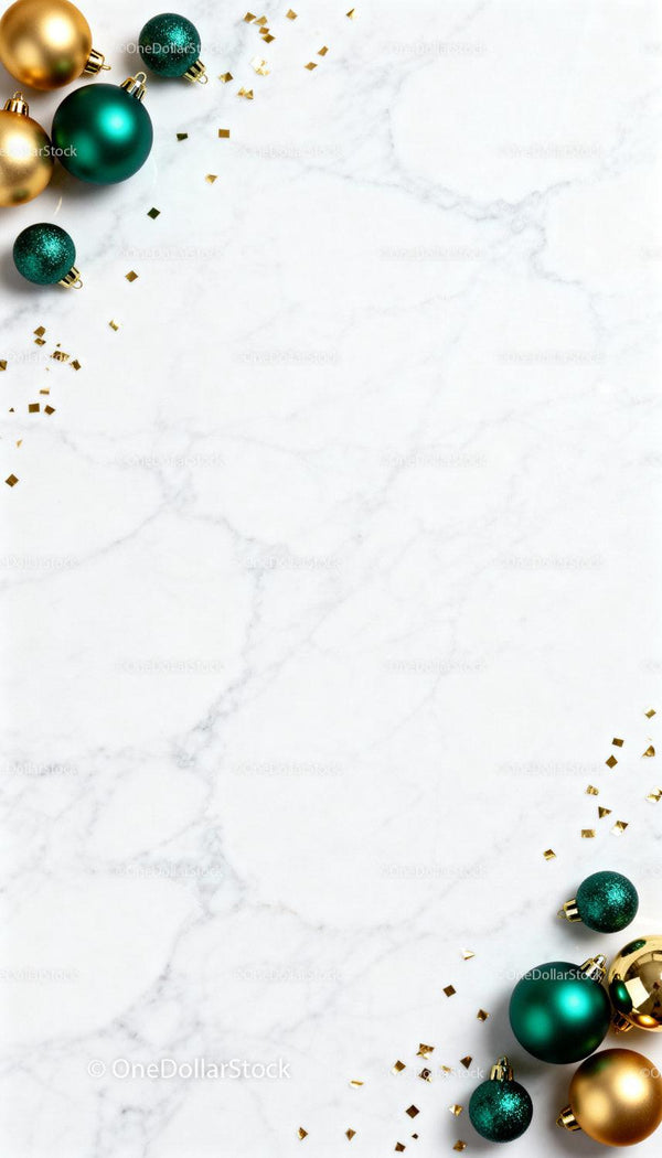 Festive Green and Gold Christmas Ornament Arrangement