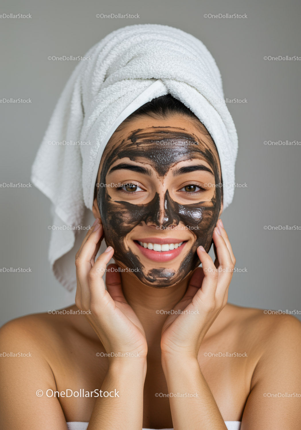 Woman with Black Facial Mask Enjoying Skincare Routine in Spa