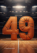 Basketball Style Number Forty Nine on Court Floor