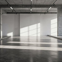 Modern empty concrete room with natural sunlight shadows