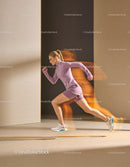 Athletic woman sprinting with dynamic motion blur effect