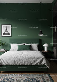 Green Bedroom Interior with Stylish Decor and Elegant Design