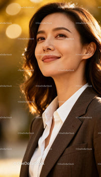 Confident young woman smiling in warm autumn light