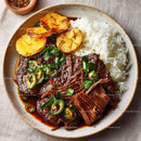 Savory Spicy Beef with Rice and Grilled Pineapple