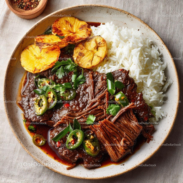Savory Spicy Beef with Rice and Grilled Pineapple