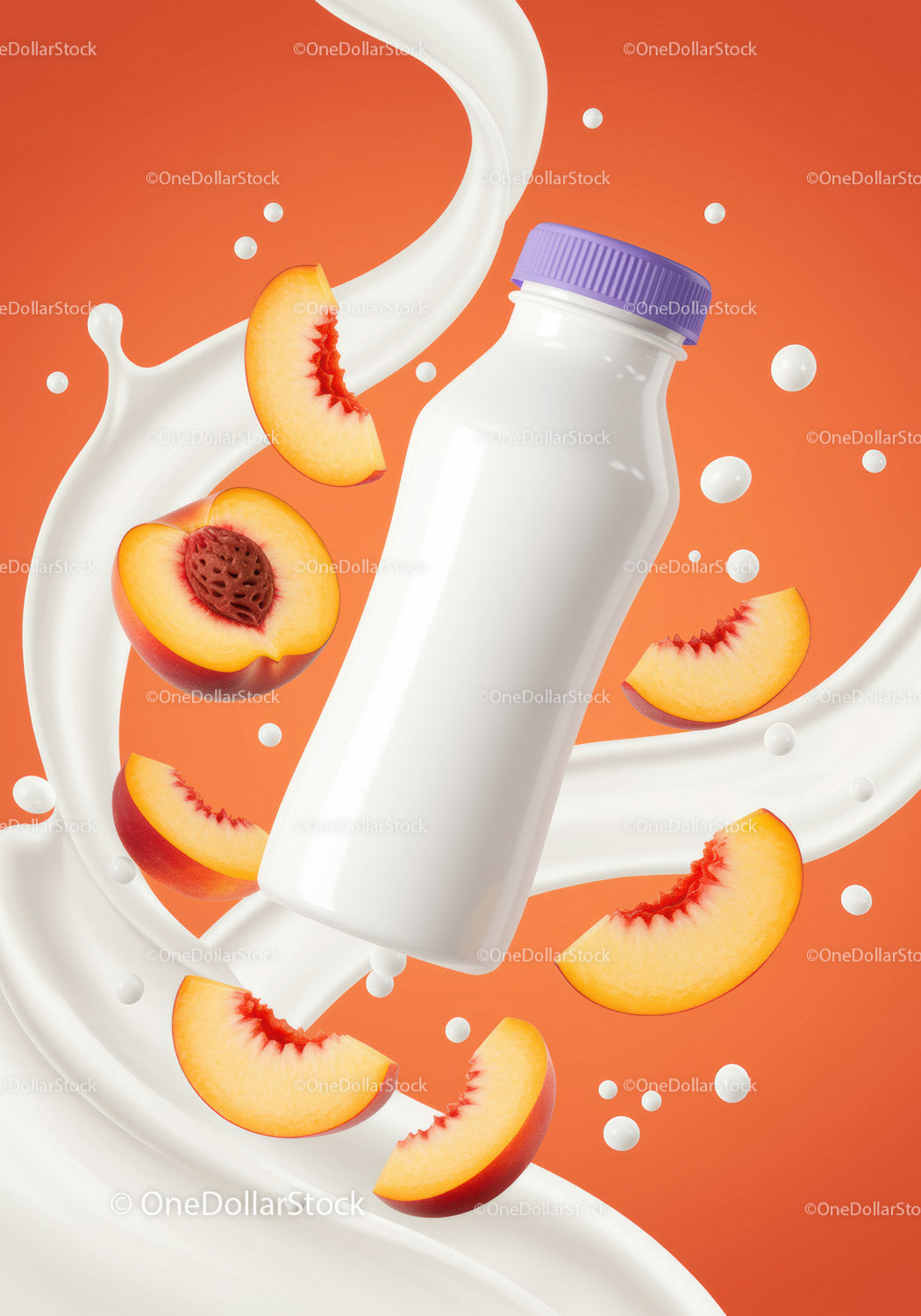 Peach Yogurt Drink with Fresh Slices and Splash
