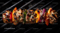 Juicy Grilled Meat Skewers with Charred Edges on Open Flame