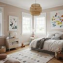 Bright Children's Bedroom with Animal Wall Art and Cozy Decor