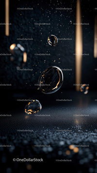 Dynamic Water Droplets and Splash in Black Background