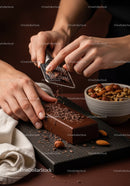Chocolate Bar with Nuts and Cocoa Powder for Gourmet Dessert