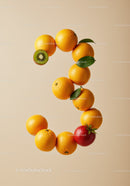 Creative arrangement of fresh citrus and tropical fruits