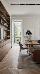 Modern living room with natural light and open balcony door