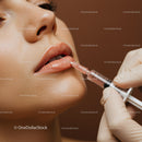 Lip Augmentation in Beauty Clinic with Medical Syringe