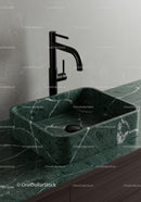 Elegant Green Marble Sink with Black Faucet for Modern Bathrooms