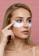Young Woman Applying Under Eye Patches for Skin Hydration