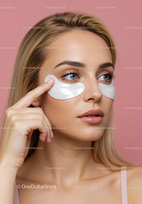 Young Woman Applying Under Eye Patches for Skin Hydration