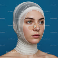 Close-up of Woman with Bandage on Nose For Medical Care and Healing