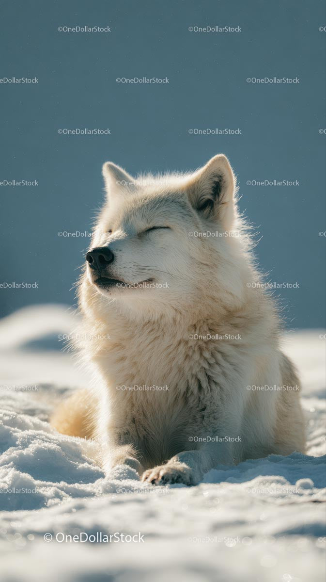 Serene Arctic Fox Relaxing in a Snowy Landscape