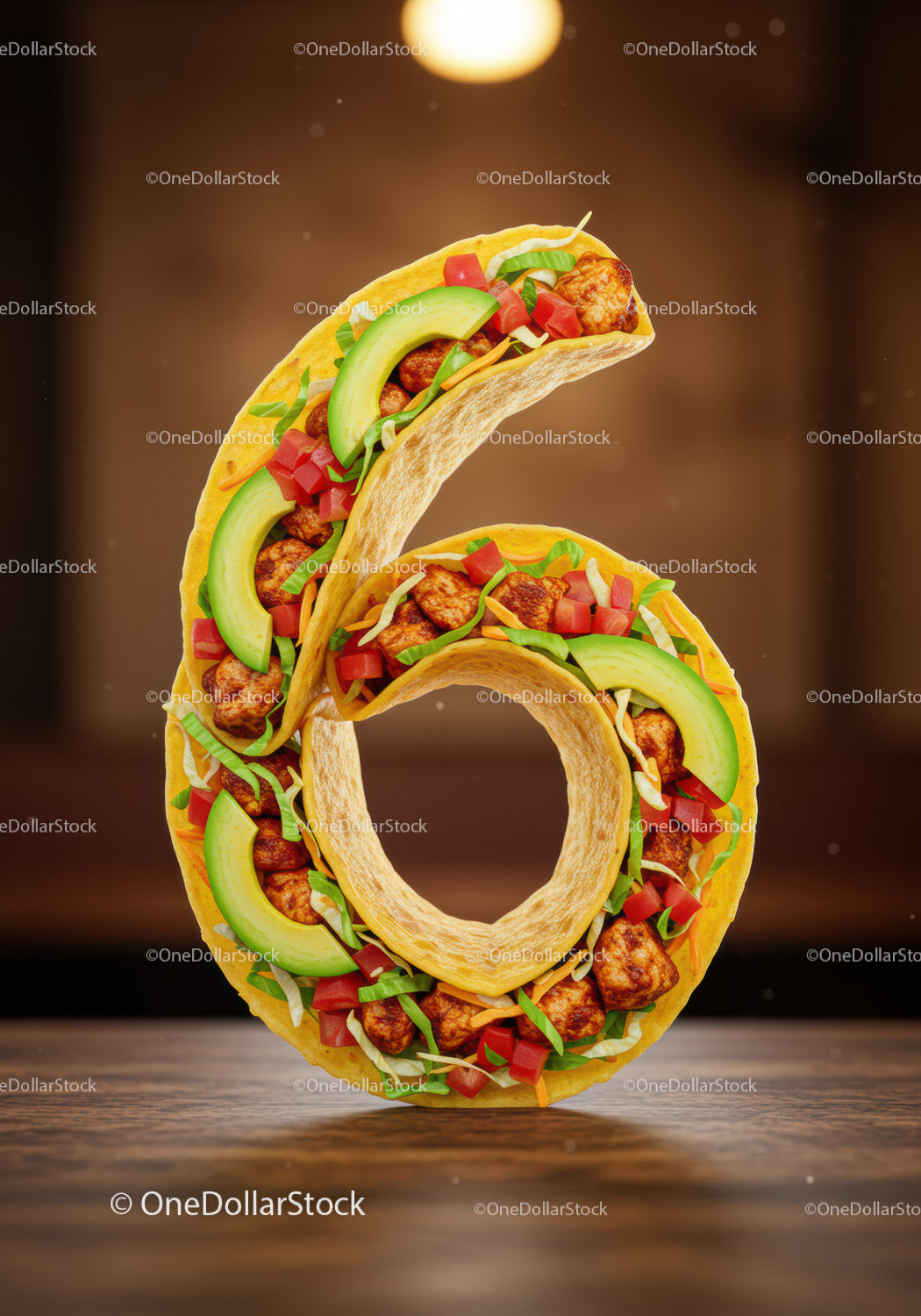 Number Six Created from Delicious Chicken Tacos