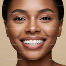 Close up of smiling woman with radiant skin and healthy teeth