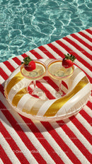 Strawberry Cocktails by the Pool with Red and Green Accents