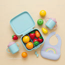 Colorful Baby Feeding Set with Toy Fruits and Bib