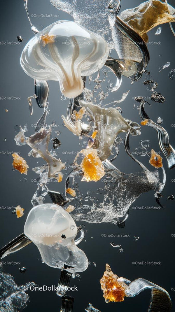 Glass Shattering and Water Splash in Midair