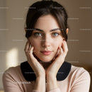 Elegant Young Woman with Piercing Eyes in Modern Fashion Portrait