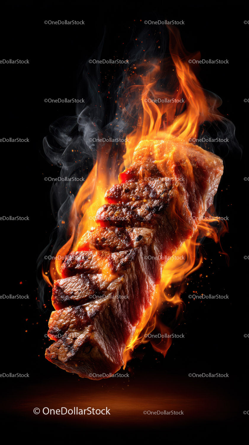 Soczysty stek grillowany na ogniu z dymem dla smakoszy