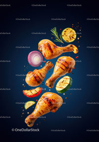 Grilled Chicken Drumsticks with Fresh Vegetables and Spices