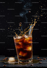 Refreshing Cold Brew Coffee Splash with Ice Cubes