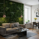 Stylish Green Living Wall and Cozy Sofa in Modern Living Room