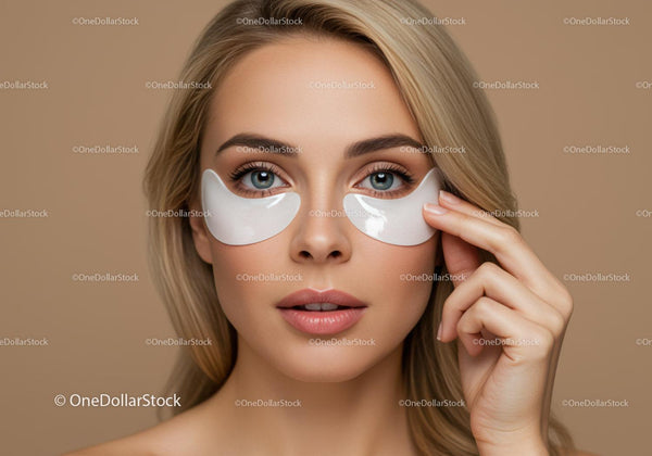 Woman in Skincare Routine Wearing Under-Eye Patches