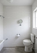 Modern White Bathroom with Toilet and Shower Head